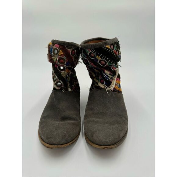 Anthropologie Howsty Slouchy Ankle Booties, Grey Suede Boho Made In Spain - Picture 3 of 11